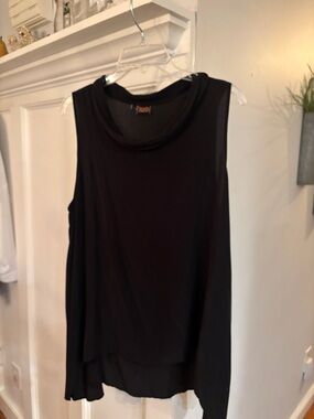 Tianello Black Draped Sleeveless Tank Top